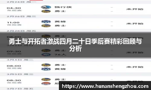 勇士与开拓者激战四月二十日季后赛精彩回顾与分析